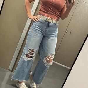 Stylish Light Blue Distressed Women's Jeans